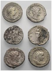 Lots - Ancient Coins Römische Münzen - Lots. Kaiserzeit. Lot (6 Stück, Silber): Antoniniane des Gordianus III. (238 - 244 n. Chr.) (5x) und Philippus I. Arabs (244 - 249 n. Chr.) (1x). Fast sehr schön