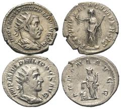 Lots - Ancient Coins Römische Münzen - Lots. Kaiserzeit. Lot (2 Stück, Silber): Antoniniane des Philippus I. Arabs (244 - 249 n. Chr.). Fast vorzüglich / sehr schön. Verkauft wie besehen, keine Rückga