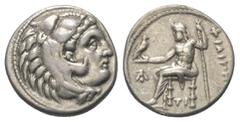 Greek Königreich Makedonien. Philippos III. Arrhidaios (323 - 317 v. Chr.). Drachme (Silber). Ca. 323 - 317 v. Chr. Sardeis. Vs: Kopf des jugendlichen Herakles mit Löwenfell rechts. Rs: Zeus mit Adler