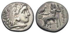 Greek Königreich Makedonien. Philippos III. Arrhidaios (323 - 317 v. Chr.). Drachme (Silber). Ca. 323 - 319 v. Chr. Kolophon. Vs: Kopf des jugendlichen Herakles mit Löwenfell rechts. Rs: Zeus mit Adle