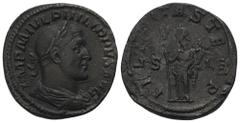 Roman Imperial Coinage Philippus I. Arabs (244 - 249 n. Chr.). Sesterz (Bronze). 245 n. Chr. Rom. Vs: IMP M IVL PHILIPPVS AVG. Büste mit Lorbeerkranz, Paludament und Panzer rechts. Rs: FELICITAS TEMP 
