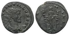 Roman Imperial Coinage Quintillus ( 270 n. Chr.). Antoninian (Bronze). 270 n. Chr. Mediolanum. Vs: IMP QVINTILLVS AVG. Kopf mit Strahlenkrone, Paludament und Panzer rechts. Rs: FIDES MILIT / S. Fides 