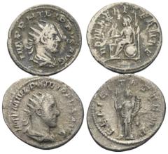 Lots - Ancient Coins Römische Münzen - Lots. Kaiserzeit. Lot (2 Stück, Silber): Antoniniane des Philippus I. Arabs (244 - 249 n. Chr.). Patina, fast sehr schön / sehr schön. Verkauft wie besehen, kein