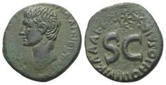 Roman Imperial Coinage Augustus (31 v. - 14 n. Chr.). As (Kupfer). 7 v. Chr. Rom. Münzmeister: M. Salvius Otho. Vs: [CAESAR AVGVST PONT] MAX TRIBVNIC [POT]. Kopf links. Rs: [M SAL]VIVS OTHO IIIVIR AAA