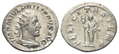 Roman Imperial Coinage Philippus I. Arabs (244 - 249 n. Chr.). Antoninian (Silber). 245 n. Chr. Rom. Vs: IMP M IVL PHILIPPVS AVG. Büste mit Strahlenkrone, Paludament und Panzer rechts. Rs: FELICITAS T