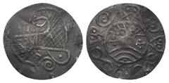 Medieval - Europe Dänemark. Hedeby-Prägungen (9. Jhdt.). Pfennig (Silber). Denar (Silber). Mitte 9. Jhdt. Hedeby (Haithabu). Vs: Stilisierte Tierfigur (wohl Pferd) nach rechts mit zurück gewandtem Kop