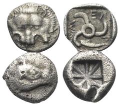 Lots - Ancient Coins Griechische Münzen - Lots. Unbestimmter Dynast / Mithrapata (Dynasten von Lykien). Lot (2 Stück, Silber): Tetrobol, Diobol; ca. 5. - 4. Jhdt. v. Chr. Sehr schön - fast sehr schön.