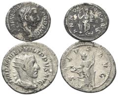 Lots - Ancient Coins Römische Münzen - Lots. Kaiserzeit. Lot (2 Stück, Silber): Denar des Severus Alexander (222 - 235 n. Chr.) sowie Antoninian des Philippus I. Arabs (244 - 249 n. Chr.). Fast sehr s