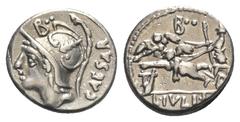 Roman Republican L. Iulius Caesar. Denar (Silber). 103 v. Chr. Rom. Vs: CAESAR. Kopf des Mars links. Rs: L IVLI L F. Venus mit Szepter in Cupidobiga nach links fahrend. 15 mm. 3,91 g. Cr. 320/1. Selte