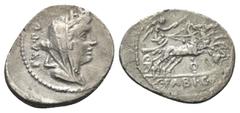 Roman Republican C. Fabius Hadrianus. Denar (Silber). 102 v. Chr. Rom. Vs: EX A PV. Drapierte und verschleierte Büste der Cybele mit Mauerkrone rechts. Rs: C FABI C F. Victoria in Biga nach rechts gal
