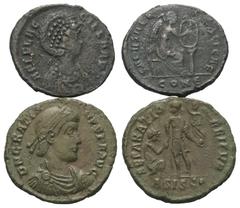 Lots - Ancient Coins Römische Münzen - Lots. Kaiserzeit. Lot (2 Stück, Bronze): Kleinbronzen des Gratianus (367 - 383 n. Chr.) und der Aelia Flaccilla (gest. 388 n. Chr.). Sehr schön. Verkauft wie bes