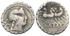 Roman Republican C. Naevius Balbus. Denar (Silber). 79 v. Chr. Rom. Vs: Kopf der Venus mit Diadem rechts, dahinter S C; im Feld rechts Kontrollzeichen. Rs: C NAE BALB. Victoria in galoppierender Triga