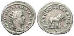 Roman Imperial Coinage Philippus I. Arabs (244 - 249 n. Chr.). Antoninian (Silber). 248 n. Chr. Rom. Vs: IMP PHILIPPVS AVG. Büste mit Strahlenkrone, Paludament und Panzer rechts. Rs: SAECVLARES AVGG /