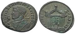 Roman Imperial Coinage Maxentius (306 - 312 n. Chr.). Follis (Bronze). Rom. Vs: IMP MAXENTIVS P F AVG CONS. Belorbeerte Konsularbüste mit Adlerszepter nach links. Rs: CONSERV - VRB SVAE. Sitzende Roms