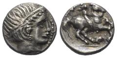 Greek Königreich Makedonien. Philippos II. (359 - 336 v. Chr.). 1/5 Tetradrachme (Silber). Ca. 359 - 336 v. Chr. Amphipolis. Vs: Jugendlicher Kopf mit Tainia rechts. Rs: Jugendlicher Reiter zu Pferde 