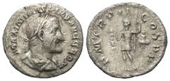Roman Imperial Coinage Maximinus I. Thrax (235 - 238 n. Chr.). Denar (Silber). 236 n. Chr. Rom. Vs: MAXIMINVS PIVS AVG GERM. Büste mit Lorbeerkranz, Paludament und Panzer rechts. Rs: P M TR P II COS P