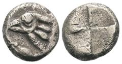Imitations of ancient Coins Imitationen griechischer Münzen. Nachahmung einer Prägung des Sinopes (Paphlagonien). Drachme (Silber), ca. 5. Jhdt. v. Chr. Vs: Kopf eines Adlers links, darunter Delfin li