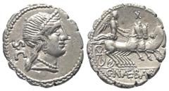 Roman Republican C. Naevius Balbus. Denar (Silber). 79 v. Chr. Rom. Vs: Kopf der Venus mit Diadem rechts, dahinter S C; im Feld rechts Kontrollzeichen. Rs: C NAE BALB. Victoria in galoppierender Triga