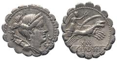 Roman Republican Ti. Claudius Nero. Denar (Silber). 79 v. Chr. Rom. Vs: Drapierte Büste der Diana mit Diadem, Bogen und Köcher rechts, im Feld rechts S C. Rs: TI CLAVD TI F / AP N. Victoria mit Kranz 