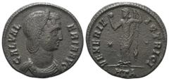 Roman Imperial Coinage Galeria Valeria (gest. 314 n. Chr.). Follis (Bronze). 310 n. Chr. Heraclea. Vs: GAL VALERIA AVG. Drapierte Büste mit Diadem rechts. Rs: VENERI VICTRICI / Stern / HTA. Venus mit 