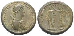 Roman Imperial Coinage Commodus (177 - 192 n. Chr.). Medaillon (Bronze). 177 - 192 n. Chr. Vs: IMP CAES L AVREL COMMODVS GERM SARM. Halbbüste mit Lorbeerkranz und Ziegenfell rechts. Rs: TR POT COS. Co