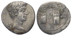 Roman Provincial Lykien. Lykischer Bund. Augustus (27 v. - 14 n. Chr.). Drachme (Silber). Ca. 27 - 20 v. Chr. Masikytes. Vs: Kopf des Augustus rechts. Rs: Zwei Kithares nebeneinader, dazwischen Bogen.