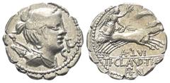 Roman Republican Ti. Claudius Nero. Denar (Silber). 79 v. Chr. Rom. Vs: Drapierte Büste der Diana mit Diadem, Bogen und Köcher rechts, im Feld rechts S C. Rs: TI CLAVD TI F / AP N. Victoria mit Kranz 