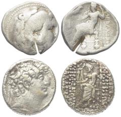 Lots - Ancient Coins Griechische Münzen - Lots. Alexander III. (Königreich Makedonien) / Philippos I. (Königreich der Seleukiden). Lot (2 Stück, Silber): Tetradrachme; ca. 4. - 1. Jhdt. v. Chr. Sehr s