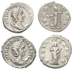 Lots - Ancient Coins Römische Münzen - Lots. Kaiserzeit. Lot (2 Stück, Silber): Antoniniane der Herennia Etruscilla (Kaiserin 249 - 251 n. Chr.). Sehr schön / fast vorzüglich. Verkauft wie besehen, ke