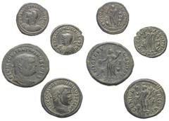 Lots - Ancient Coins Römische Münzen - Lots. Kaiserzeit. Lot (4 Stück, Bronze): Folles des Constantinus I. (307 - 337 n. Chr.), Maximinus II. Daia (310 - 313 n. Chr.) und Licinius II. (317 - 324 n. Ch