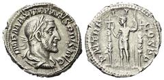 Roman Imperial Coinage Maximinus I. Thrax (235 - 238 n. Chr.). Denar (Silber). 236 n. Chr. Rom. Vs: IMP MAXIMINVS PIVS AVG. Büste mit Lorbeerkranz, Paludament und Panzer rechts. Rs: P M TR P II COS P 