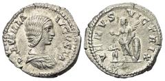 Roman Imperial Coinage Plautilla (gest. 211 n. Chr.). Denar (Silber). 202 - 205 n. Chr. Rom. Vs: PLAVTILLA AVGVSTA. Drapierte Büste rechts. Rs: VENVS VICTRIX. Venus mit Apfel und Palmzweig auf Schild 