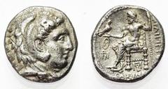 Greek Königreich Makedonien. Philippos III. Arrhidaios (323 - 317 v. Chr.). Hemidrachme (Silber). Ca. 323 - 317 v. Chr. Babylon. Vs: Kopf des jugendlichen Herakles mit Löwenfell rechts. Rs: Zeus mit A