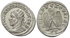Provinzialrömische Münzen. Seleukis und Pierien. Antiochia am Orontes. Philippus I. Arabs (244 - 249 n. Chr.). Tetradrachme (Billon). 244 - 245 n. Chr. Vs: Büste des Philippus I. in Rückansicht mit St