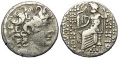 Roman Provincial Seleukis und Pierien. Antiochia am Orontes. Posthume Prägung im Namen Philippos I. Philadelphos (95/4 - 76/5 v. Chr.). Tetradrachme (Silber). Jahr nicht lesbar. Vs: Kopf des Philippos