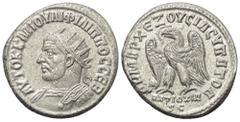 Roman Provincial Seleukis und Pierien. Antiochia am Orontes. Philippus I. Arabs (244 - 249 n. Chr.). Tetradrachme (Billon). Ca. 247 n. Chr. Vs: Büste des Philippus in Vorderansicht mit Strahlenkrone u