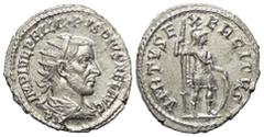 Roman Imperial Coinage Philippus I. Arabs (244 - 249 n. Chr.). Antoninian (Silber). 244 - 245 n. Chr. Antiochia. Vs: IMP IVL PHILIPPVS PIVS FEL AVG. Büste mit Strahlenkrone, Paludament und Panzer rech