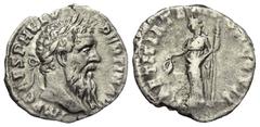 Roman Imperial Coinage Pertinax (193 n. Chr.). Denar (Silber). 193 n. Chr. Rom. Vs: IMP CAES P HELV - PERTIN AVG. Büste rechts. Rs: LAETITIA TEMPOR COS II. Lætitia stehend links, hält Szepter und Kran