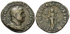 Roman Imperial Coinage Balbinus (238 n. Chr.). Sesterz (Bronze). 238 n. Chr. Rom. Vs: IMP CAES D CAEL BALBINVS AVG. Büste mit Lorbeerkranz und Panzer rechts. Rs: LIBERALITAS AVGVSTORVM / S - C. Libera