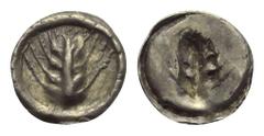 Greek Lukanien. Metapont. Hemiobol. Ca. 540 - 510 v. Chr. Vs: Getreideähre. Rs: Incuse Getreideähre. 10 mm. 0,26 g. HN Italy - (vgl. 1462, Obol). Sehr schön.