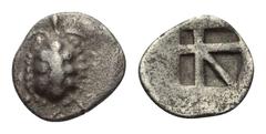 Greek Inseln vor Attika. Aigina. Hemiobol. Ca. 470 - 431 v. Chr. Vs: Landschildkröte. Rs: Fünfgeteiltes Quadratum incusum. 9 mm. 0,46 g. HGC 6, 454. Sehr schön.