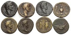 Römische Kaiserzeit - Lots. Antoninus Pius (138 - 161 n. Chr.) / Marcus Aurelius (161 - 180 n. Chr.) / Lucius Verus (161 - 169 n. Chr.) Lot (4 Stück): 2 Asse und 2 Dupondien. Rom. Vs: Kopf bzw. Büste 