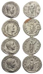 Römische Kaiserzeit - Lots. Maximinus I. Thrax (235 - 238 n. Chr.) / Gordianus III. (238 - 244 n. Chr.) Lot (4 Stück): 4 Denare. Rom. Vs: Büste rechts. Rs: Maximinus zwischen zwei Standarten n. l. ste