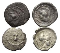 Greek Griechische Münzen - Lots. Lykien / Dynasten von Lykien. Ungesicherte Münzstätte / Artumpara (um 370 v. Chr.). Lot (2 Stück): 2 Hemiobole. 4. Jhdt. v. Chr. Vs: Athenakopf links / Löwenmaske von 