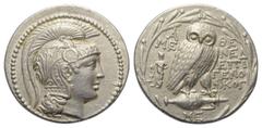Greek Attika. Athen. Tetradrachme (Silber). Ca. 135 - 134 v. Chr. Vs: Kopf der Athena mit attischem Helm rechts. Rs: Eule auf liegender Amphora nach rechts stehend, den Kopf en face, auf der Amphora M