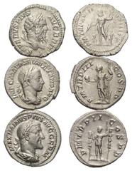 Roman Imperial Römische Kaiserzeit - Lots. Septimius Severus (193 - 211 n. Chr.) / Severus Alexander (222 - 235 n. Chr.) / Maximinus I. Thrax (235 - 238 n. Chr.) Lot (3 Stück): 3 Denare (Silber). Rom.