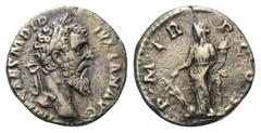 Roman Imperial Didius Iulianus (193 n. Chr.). Denar (Silber). 193 n. Chr. Rom. Vs: IMP CAES M DID IVLIAN AVG. Kopf mit Lorbeerkranz rechts. Rs: P M TR P COS. Fortuna mit Steuerruder auf Globus und Fül