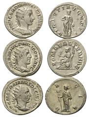 Lots - Ancient Coins Römische Münzen - Lots. Gordianus III. (238 - 244 n. Chr.) / Philippus I. Arabs (244 - 249 n. Chr.) / Traianus Decius (249 - 251 n. Chr.) Lot (3 Stück): 3 Antoniniane (Silber). Ro