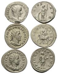 Lots - Ancient Coins Römische Münzen - Lots. Gordianus III. (238 - 244 n. Chr.) / Philippus I. Arabs (244 - 249 n. Chr.) / Philippus II. (247 - 249 n. Chr.) als Caesar Lot (3 Stück): 3 Antoniniane (Si