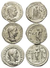 Lots - Ancient Coins Römische Münzen - Lots. Elagabalus (218 - 222 n. Chr.) / Severus Alexander (222 - 235 n. Chr.) / Maximinus I. Thrax (235 - 238 n. Chr.) Lot (3 Stück): 3 Denare (Silber). Rom. Vs: 